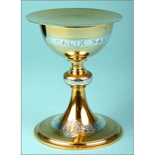 Precious chalice and paten with case, France S.XIX.