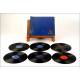 Album with 12 gramophone records. 78 rpm. Varied subject matter. Original vintage album.