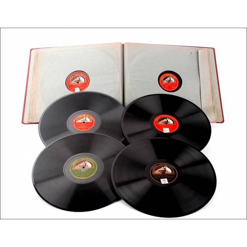 Album with 12 gramophone records. 78 rpm. Varied subject matter, mainly classical.