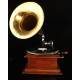 Impresionante Gramófono de Trompeta Victor (La Voz De Su Amo) del año 1905. Fabricado en EEUU. Funciona Muy Bien