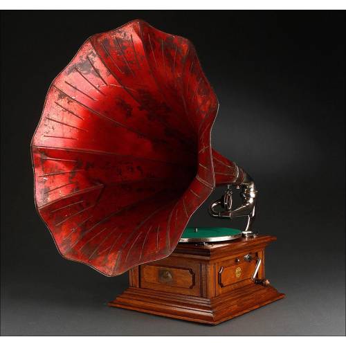 Magnífico Gramófono de Trompeta His Masters Voice Fabricado Circa 1910. Excelente Funcionamiento