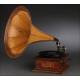 Espectacular Gramófono de Trompeta His Masters Voice (HMV), Circa 1910. Magnífico Funcionamiento