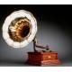 Beautiful Pathé horn gramophone, 1915. Restored and working. Original Trumpet