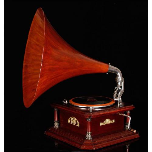 Espectacular Gran Gramófono de Trompeta Thorens. Suiza, 1910. Funcionando