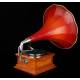 Spanish horn gramophone His Master's Voice. Barcelona, Circa 1915. Working
