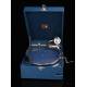 Precioso Gramófono de Maleta HMV Fabricado en Inglaterra en 1934. Con Revestimiento Azul. Funcionando