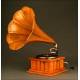 Rare German Parlophone Gramophone, 1910. With horn imitating wood.