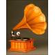 Rare German Parlophone Gramophone, 1910. With horn imitating wood.