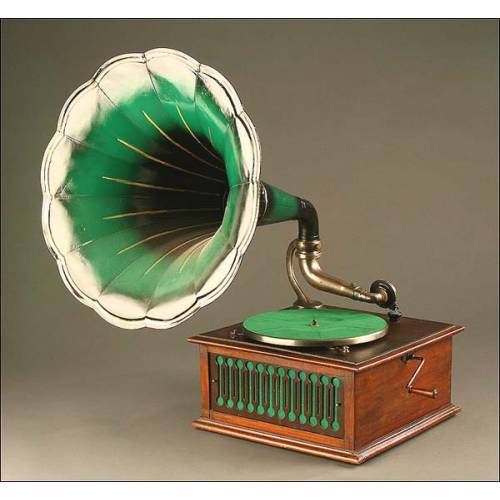 Pathé horn gramophone, France, 1915, Day and Night Model.