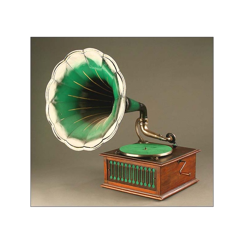 Gramófono de Trompeta Pathé, Francia, Año 1915, Modelo Día y Noche