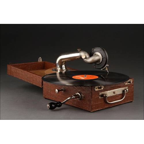 Portable Gramophone Manufactured in 1910. In perfect working order. Sounds Very Good