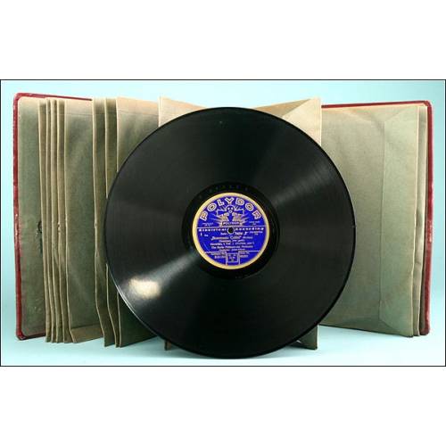ORIGINAL album with 12 European slate gramophone records. Classical music.