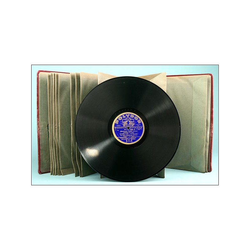 ORIGINAL album with 12 European slate gramophone records. Classical music.