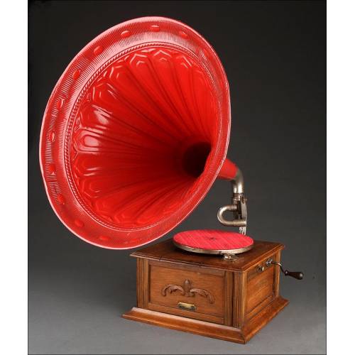 Fantastic German horn gramophone. Circa 1910. Working very well.