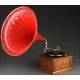 Fantastic German horn gramophone. Circa 1910. Working very well.