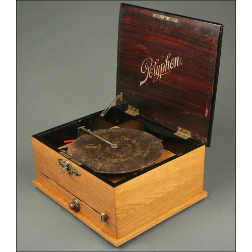 Caja de Música Alemana Polyphon con 6 campanillas de 1880. En Muy Buen Estado de Conservación y Funcionamiento