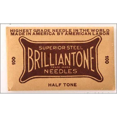 100 needles for Brilliantone gramophone. Medium pitch.