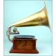 Antique brass horn gramophone. Deluxe finish. C.1910