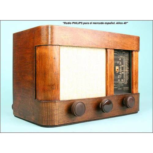 Radio Philips mercado español mod.35-U 35 w,110 vlt.C.1940.