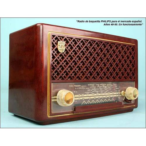 Radio Philips mercado español.C1940-1950.110 voltios.