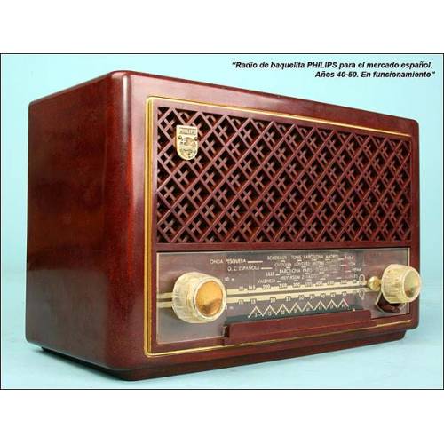 Philips radio Spanish market.C1940-1950.110 volts.