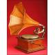 Victor I (HMV) Gramophone with Wooden Trumpet, ca. 1905.