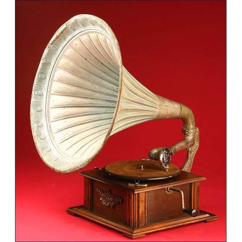 Gramófono de Trompeta Parlophone, Motor Thorens, Año 1912-1915