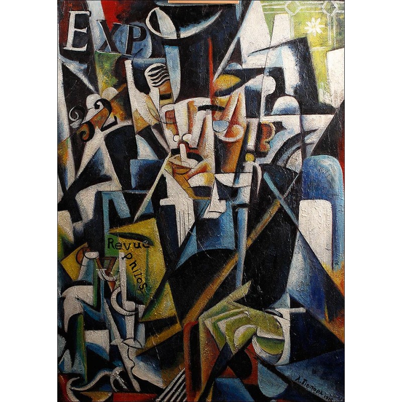 Preciosa Pintura al Óleo Retrato de un Filósofo. Siglo XX. Seguidor de Liubov Popova