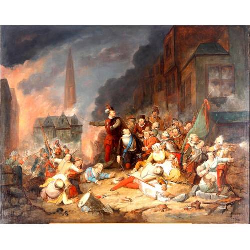 'The Spanish Fury'. Oil Painting Painted by Aimé Pez. Belgium, 1830