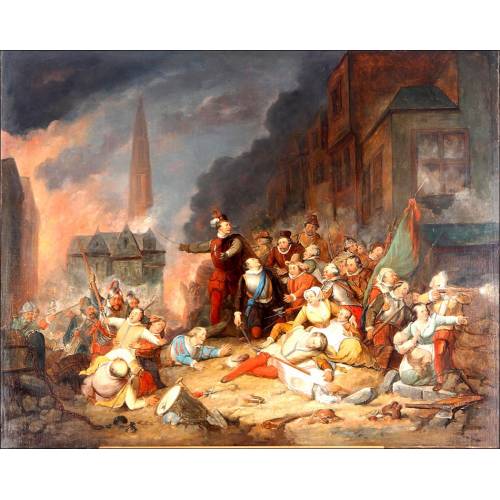 La Furia Española. Cuadro al Óleo Pintado por Aimé Pez. Bélgica, 1830