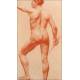 Splendid Male Nude Drawn in sanguine. School of the XIX Century.