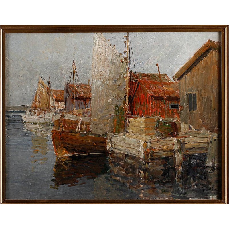 Oil painting by Hugo Öfverström, XXth century