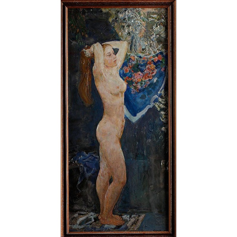 Desnudo Impresionista Original de Vladimir Bourov. Escuela Rusa, Siglo XX. Gran Belleza