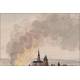 Beautiful Antique Engraving with Scene of the Battle of Ratisbon. France, 1820.