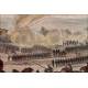 Beautiful Antique Engraving with Scene of the Battle of Ratisbon. France, 1820.