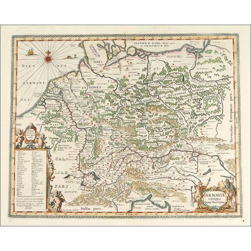 Magnificent Antique Map of Central Germany, 1657, Engraved by Jan Jansson.
