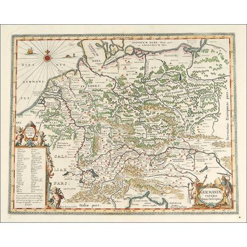 Magnífico Mapa Antiguo de 1657 de Alemania Central, Grabado por Jan Jansson