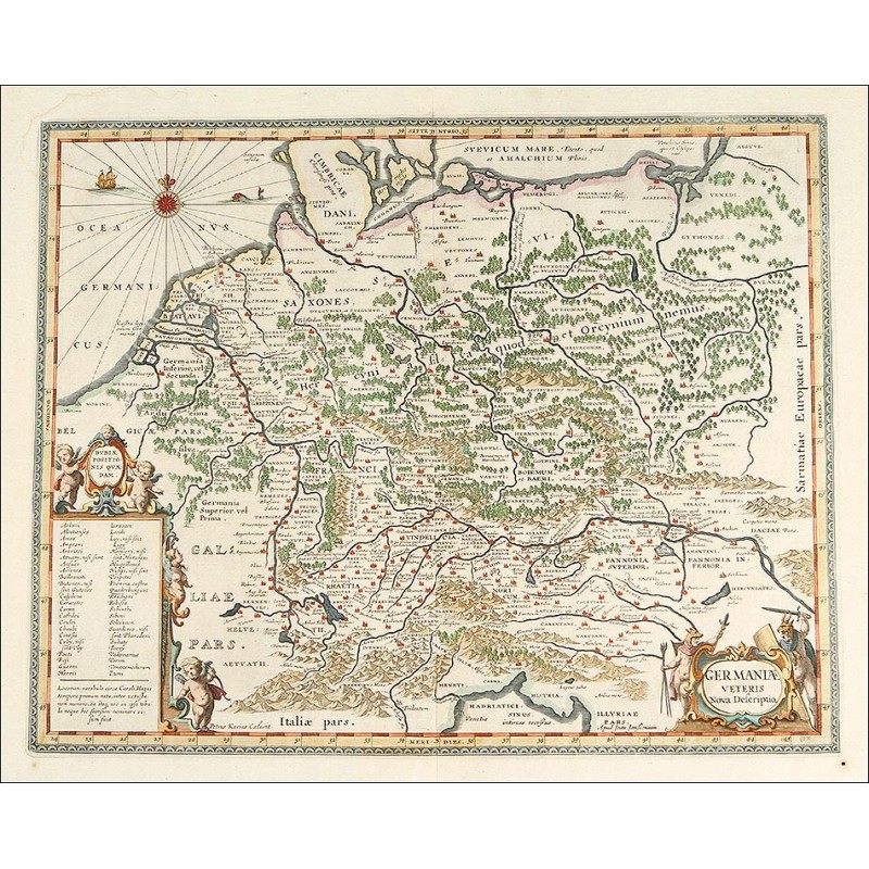 Magnificent Antique Map of Central Germany, 1657, Engraved by Jan Jansson.