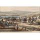 Engraving of Napoleon's Visit to the Siege of Danzig. Original Color. Vernet, 1820