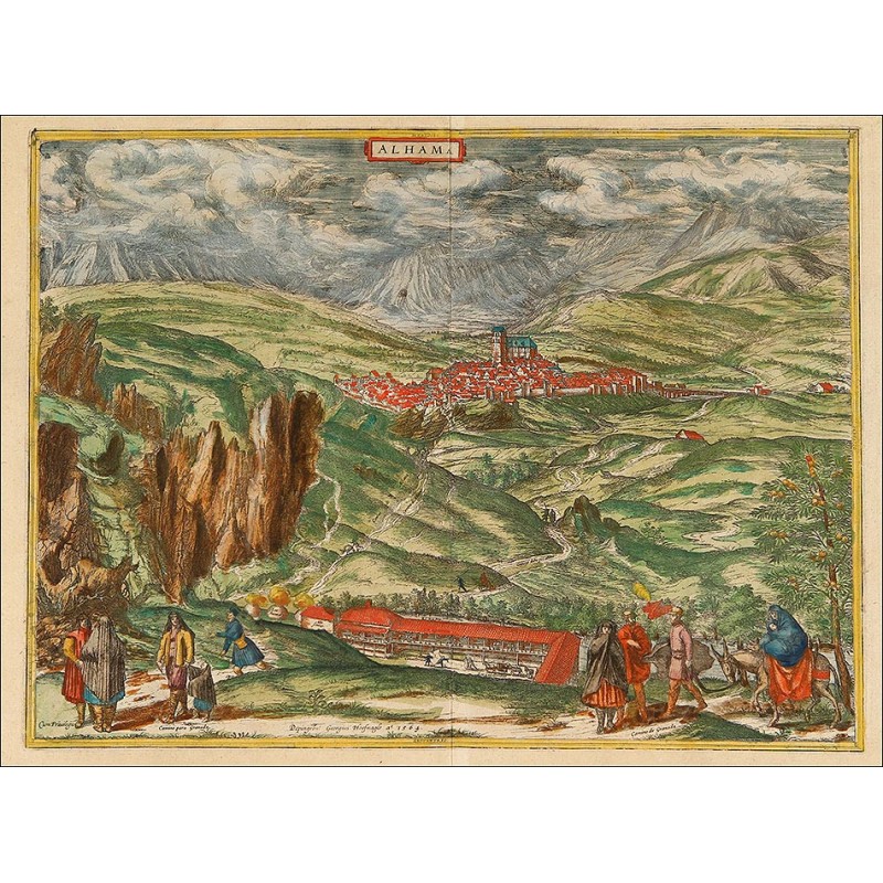 Grabado del año 1564 de Alhama de Granada. Ilustración de George Hoefnagel.