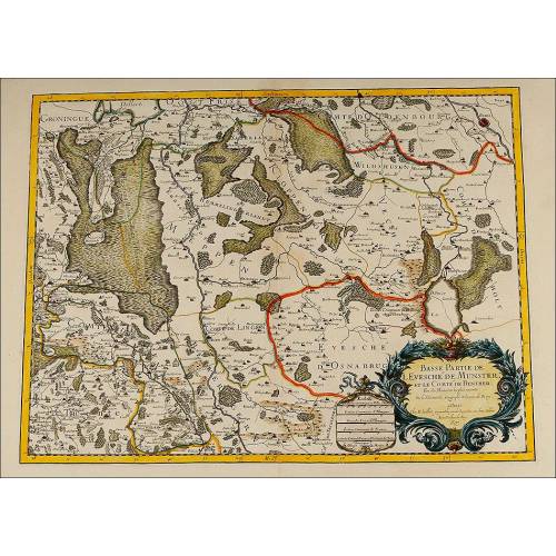 Atractivo Mapa Antiguo del Cartógrafo Nicolas Sanson. Francia, 1693. Perfecto Estado