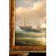 Classic Oil Painting, Framed. Naval Battle. XX Century School