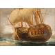 Classic Oil Painting, Framed. Naval Battle. XX Century School