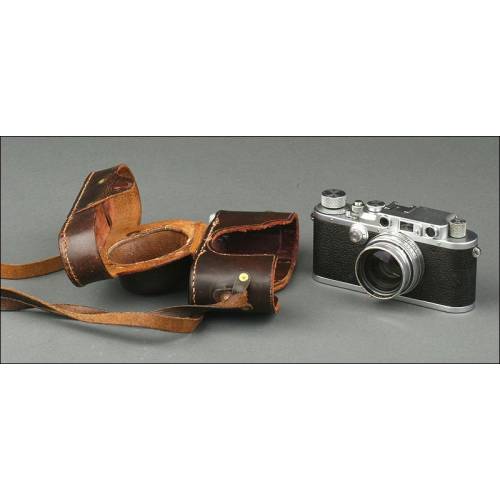 Cámara Fotográfica Alemana Leica III, Fabricada en 1938. Funcionando Bien y con Funda Original