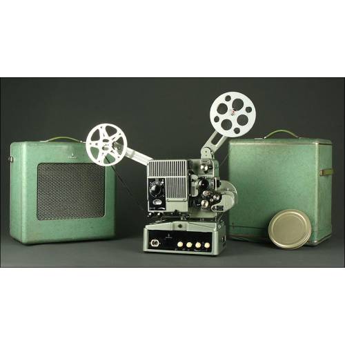 Proyector Vintage de los Años 60 Marca Siemens. Para Películas de 16 mm. Con Altavoz y Funcionando