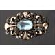 Antique 19th Century Silver and Gold Brooch with Large Aquamarine and Zirconia.