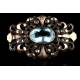 Antique 19th Century Silver and Gold Brooch with Large Aquamarine and Zirconia.