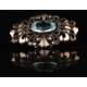 Antique 19th Century Silver and Gold Brooch with Large Aquamarine and Zirconia.