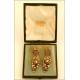 Pareja de Pendientes Isabelinos Fabricados en Oro de 18 K, con Diamantes y Amatistas. Finales s. XIX