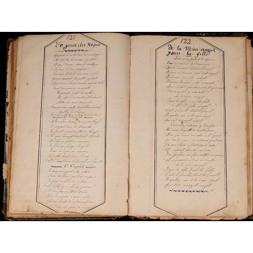 Manuscript Military Songbook. Unique copy. France. Napoleon III period. In Folio